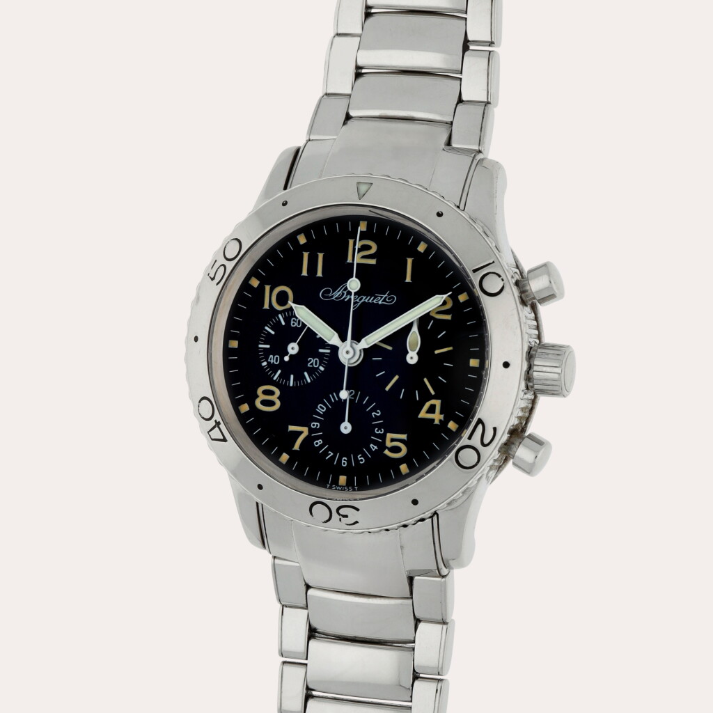 View full screen - View 1 of Lot 202. Type XX Aeronavale, Reference 3800 | A stainless steel flyback chronograph wristwatch with date and bracelet | Circa 2000.