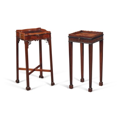 View full screen - View 1 of Lot 131. Two George III Mahogany Urn Stands, Circa 1760 and 1770.