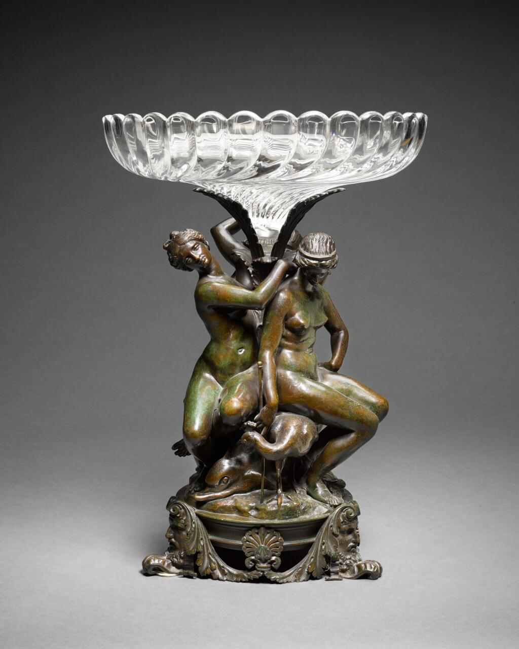 View full screen - View 1 of Lot 64. Candelabra base with three goddesses .