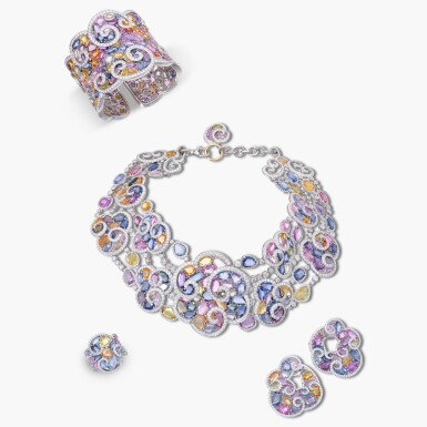 View full screen - View 1 of Lot 903. Sapphire, Coloured Sapphire and Diamond ‘Summerdream’ Parure.