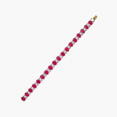 View full screen - View 1 of Lot 1775. Ruby and Diamond Bracelet | 紅寶石 配 鑽石 手鏈.