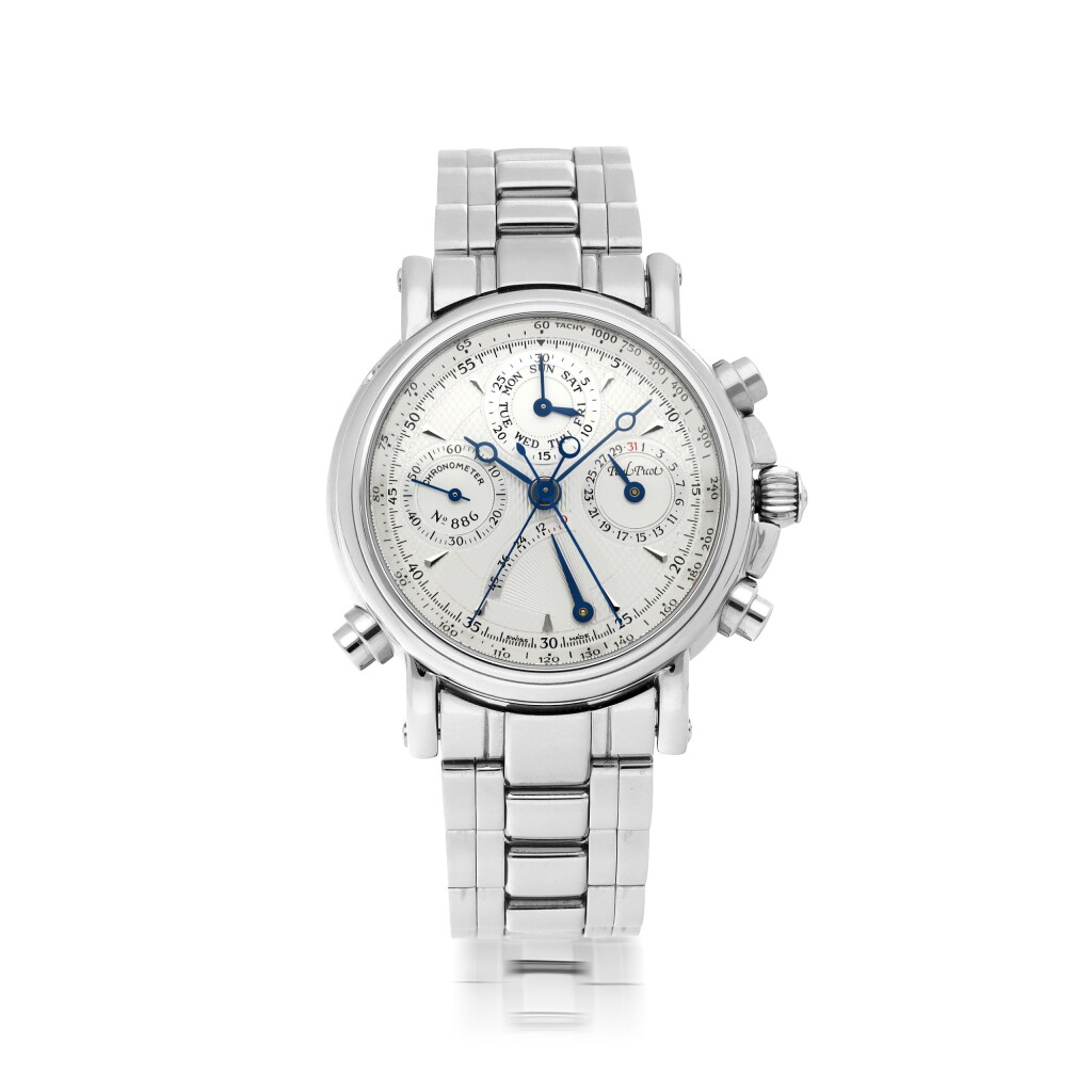 View full screen - View 1 of Lot 162. PAUL PICOT | TECHNICUM, REF 4101 STAINLESS STEEL SPLIT-SECONDS CHRONOGRAPH WRISTWATCH WITH DAY, DATE, POWER-RESERVE INDICATION AND BRACELET CIRCA 2010.