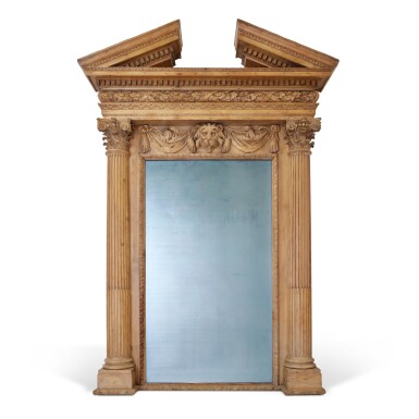 View full screen - View 1 of Lot 24. An Irish George II Pine Pier Mirror after a Design by William Jones, attributed to the Booker Family, Dublin, Circa 1740.