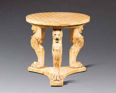 View full screen - View 1 of Lot 47. An Italian scagliola tripod table, early 19th century | Table tripode en scagliola, Italie, début du XIXe siècle.