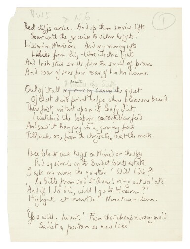 View full screen - View 1 of Lot 107. John Betjeman | Five autograph manuscript and typescript poems.