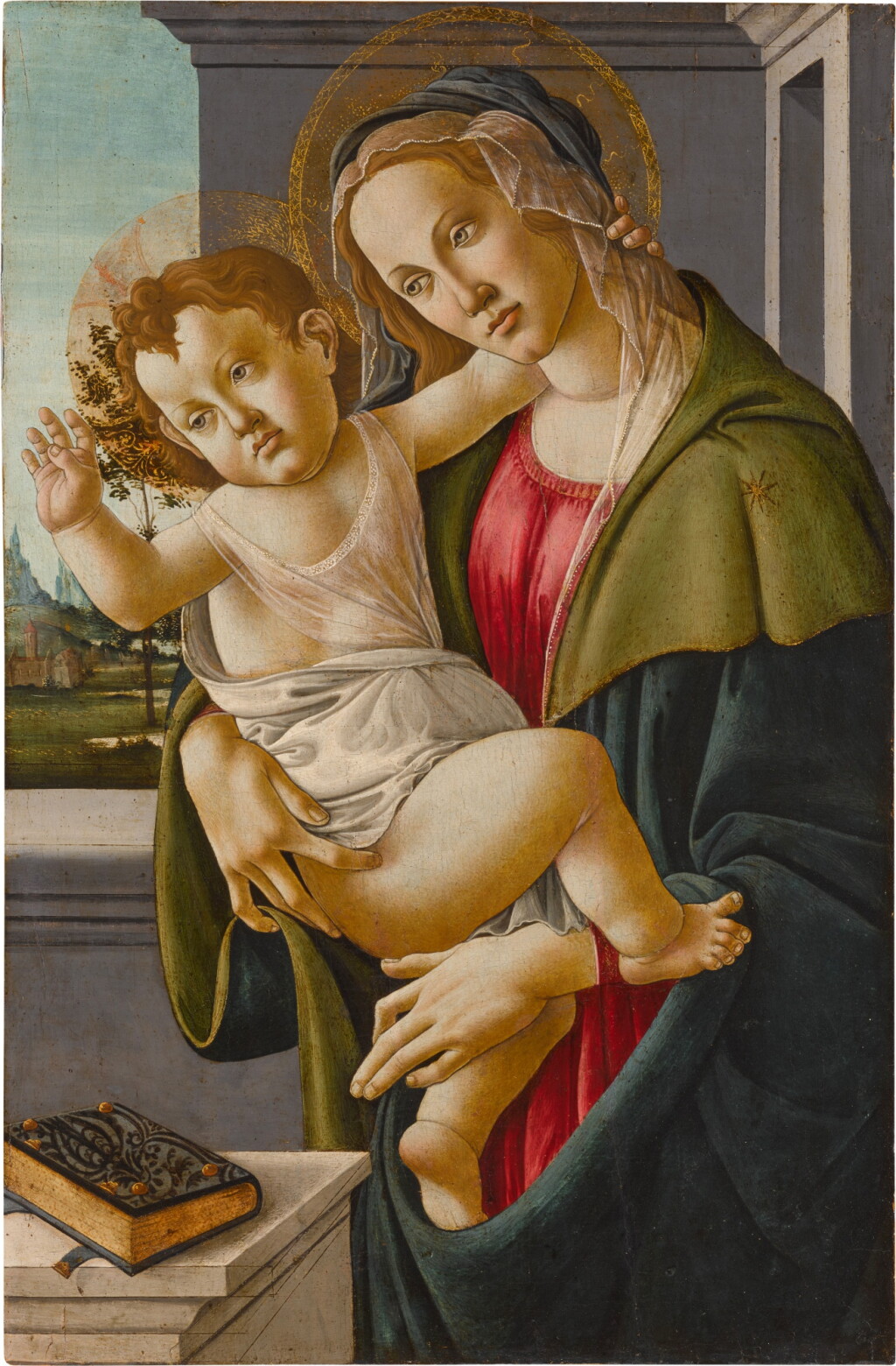 View full screen - View 1 of Lot 7. The Virgin and Child, with a landscape beyond.