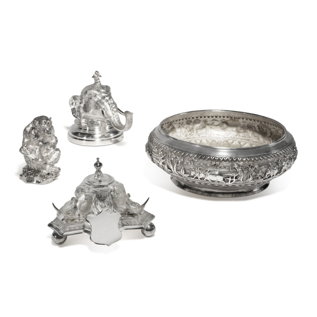 View full screen - View 1 of Lot 26. A Group of Silver and Silver-Plated Animal-Form Table Articles, Victorian and Later.