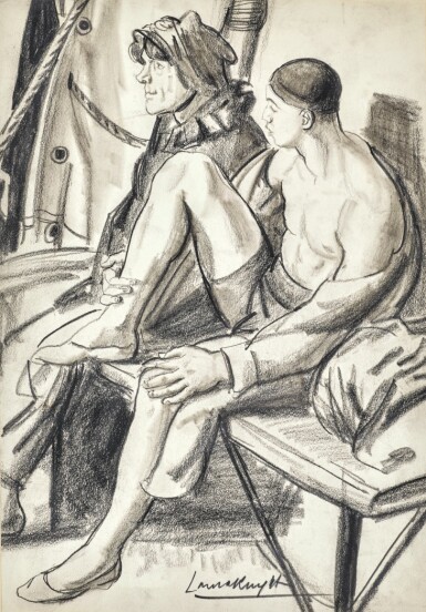 View full screen - View 1 of Lot 80. DAME LAURA KNIGHT, R.A., R.W.S. | My Model Hans; Acrobat and Clown Resting; The Contortionist; A Clown Clapping.