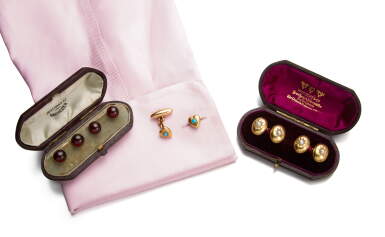 View full screen - View 1 of Lot 1124. THREE PAIRS OF CUFFLINKS, LATE 19TH CENTURY.