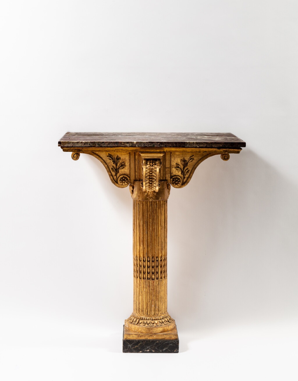 View full screen - View 1 of Lot 591. An Italian neoclassical carved giltwood console table, Genoa, late 18th century.