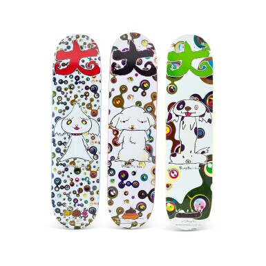 View full screen - View 1 of Lot 9023. Supreme Skateboard Decks "Takashi Murakami", Set of Three.