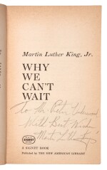 Martin Luther King, Jr. | Why We Can't Wait, 1964, inscribed by Martin Luther King, Jr. to the parapsychologist Peter Underwood