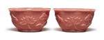 A PAIR OF CARVED PINK GLASS 'LOTUS' BOWLS, QING DYNASTY, 19TH CENTURY