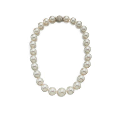 View full screen - View 1 of Lot 415. Cultured Pearl and Diamond Necklace.