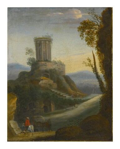 View full screen - View 1 of Lot 92. Sold Without Reserve | FOLLOWER OF HERMAN VAN SWANEVELT, 18TH CENTURY | LANDSCAPE WITH HORSEMAN AND CLASSICAL RUINS BEYOND.