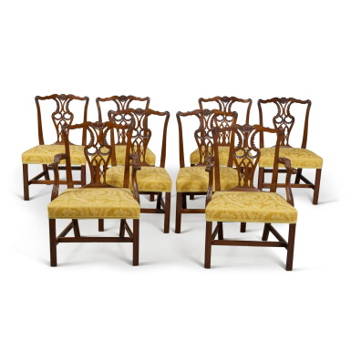 View full screen - View 1 of Lot 360. A Set of Eight George III Mahogany Dining Chairs, Including Two Armchairs, 18th/19th Century.