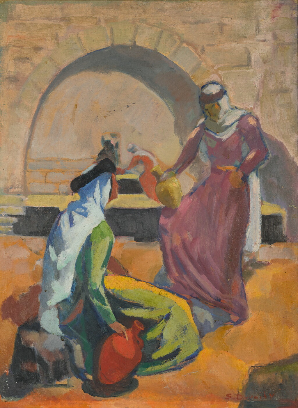 View full screen - View 1 of Lot 67. SALIBA DOUAIHY | UNTITLED (WOMEN AT A FOUNTAIN).