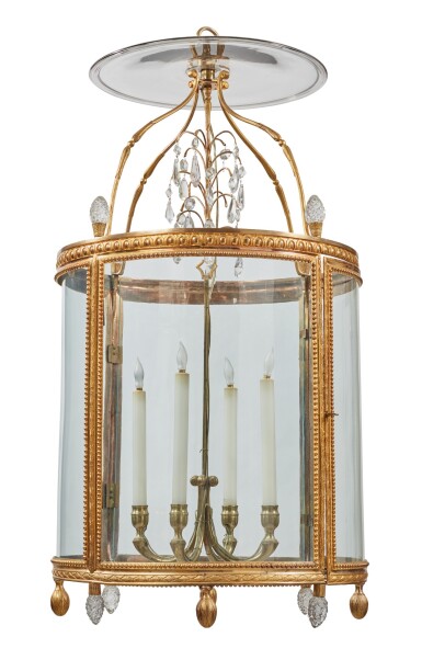 View full screen - View 1 of Lot 212. A LOUIS XVI GILT BRONZE FOUR-LIGHT LANTERN, CIRCA 1790.