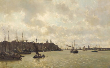 View full screen - View 1 of Lot 105. A view of Dordrecht across the river Merwede.