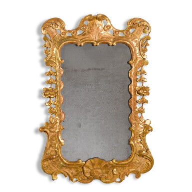 View full screen - View 1 of Lot 2. An Irish George II giltwood mirror, mid-18th century.