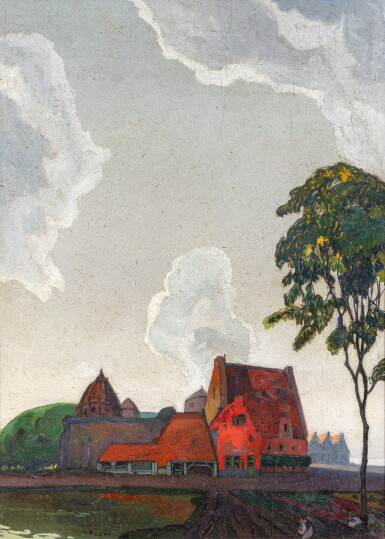 View full screen - View 1 of Lot 97. A house at dusk | Maison au crépuscule.