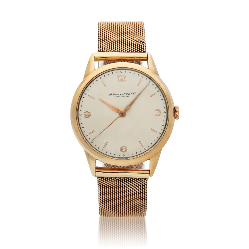View full screen - View 1 of Lot 245. A pink gold wristwatch with bracelet, Circa 1960.