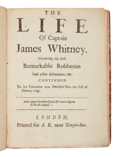 View full screen - View 1 of Lot 617. (Whitney, James) | Record of a rogue's larcenous exploits.