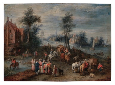 View full screen - View 1 of Lot 546. Village landscape on the banks of a river.