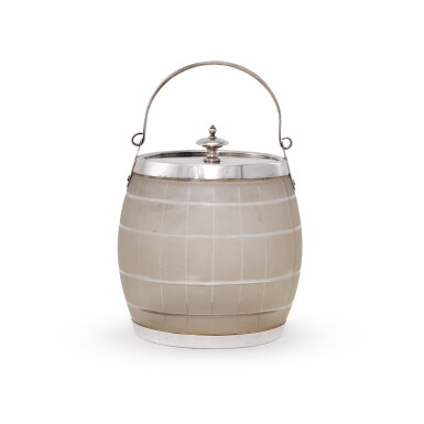 View full screen - View 1 of Lot 80. A Victorian silver and glass ice barrel, Mappin & Webb, Sheffield, 1899.