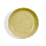 A yellow-glazed 'dragon' dish, Mark and period of Kangxi | 清康熙 黃釉刻雲龍紋盤 《大清康熙年製》款
