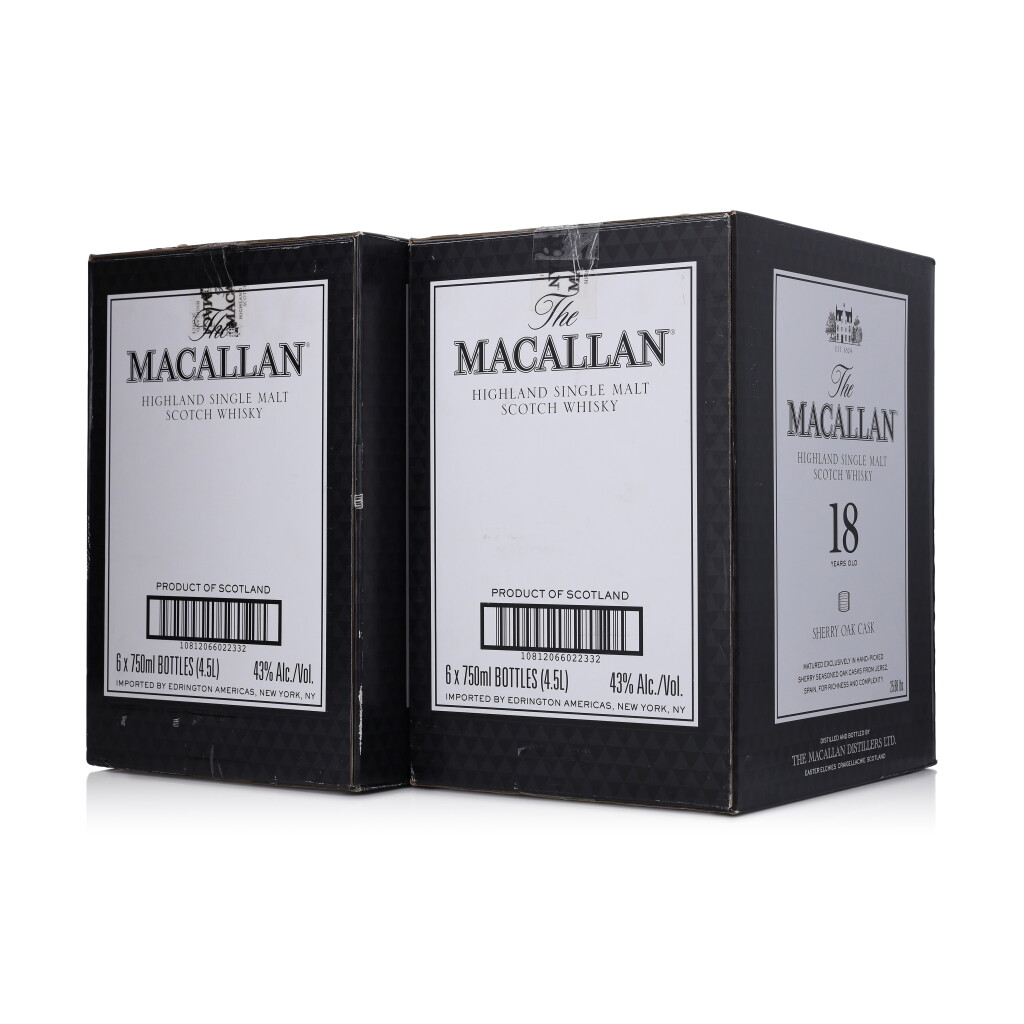 View full screen - View 1 of Lot 50. The Macallan 18 Year Old Sherry Oak 43.0 abv NV (12 Bottles 75cl).