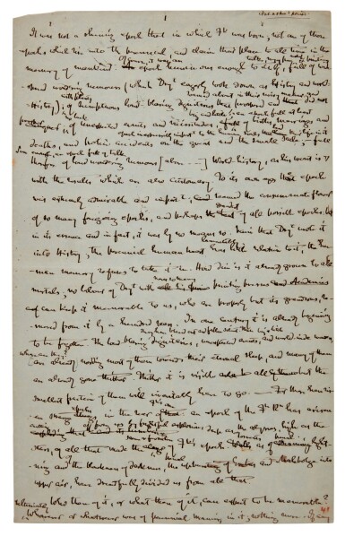 View full screen - View 1 of Lot 260. Thomas Carlyle | Autograph manuscript notes, drafts, and fragments, c.1830s-60s.