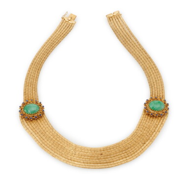View full screen - View 1 of Lot 58. JADE AND SAPPHIRE NECKLACE (COLLANA IN GIADA E ZAFFIRI).