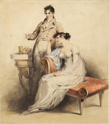 View full screen - View 1 of Lot 201. Portrait of Peter de Wint (1784-1849) and Harriet Hilton, later Mrs Peter de Wint (1791-1866).