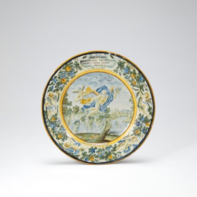 View full screen - View 1 of Lot 247. A Castelli maiolica dish, Francesco Antonio Saverio Grue, first half of the 18th century.