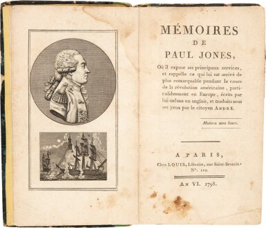 View full screen - View 1 of Lot 14. Paul Jones | Memoires de Paul Jones. Paris, 1798, original boards.