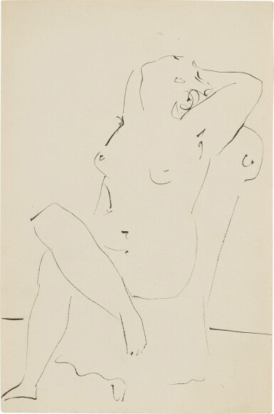 View full screen - View 1 of Lot 414. Nu assis dans un fauteuil.