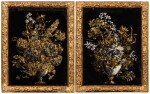 Paire de panneaux en verre églomisé, Italie, XVIIIe siècle
