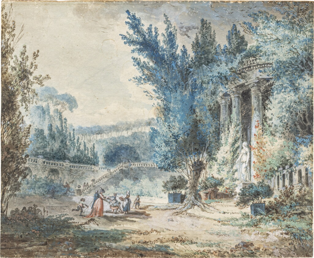 View full screen - View 1 of Lot 652. Figures in a Classical Parkland Setting.