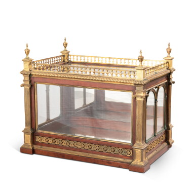 View full screen - View 1 of Lot 627. A gilt-bronze mounted mahogany vitrine, late 18th century | Vitrine en acajou et bronze doré, fin XVIIIe siècle.