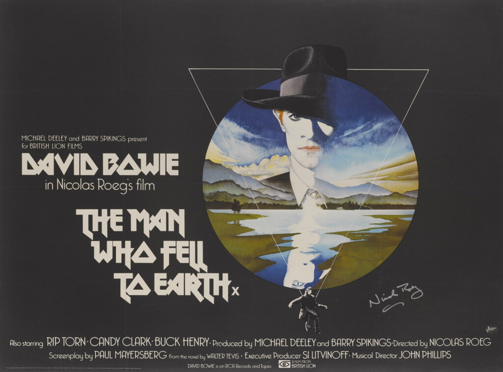 View full screen - View 1 of Lot 268. THE MAN WHO FELL TO EARTH (1976) POSTER, BRITISH, SIGNED BY NICOLAS ROEG.