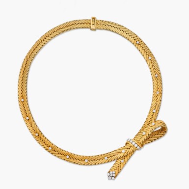 View full screen - View 1 of Lot 1. Gold and Diamond Necklace, France 卡地亞 | K金 配 鑽石 項鏈.