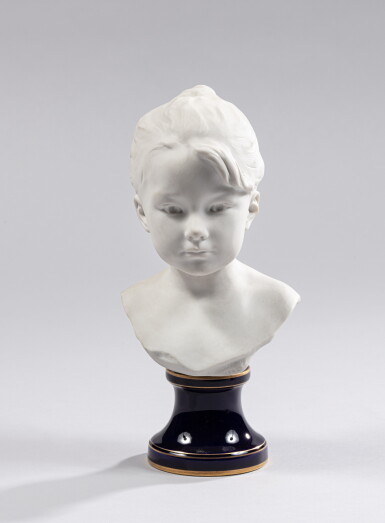 View full screen - View 1 of Lot 56. A Sèvres biscuit bust of Louise Demont, 20th century | Buste de Louise Demont en biscuit de Sèvres, XXe siècle.