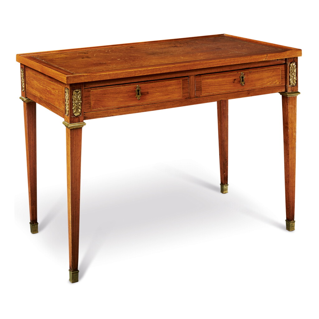 View full screen - View 1 of Lot 170. A LOUIS XVI GILT BRONZE-MOUNTED MAHOGANY SMALL BUREAU PLAT BY FRANÇOIS-IGNACE PAPST, LATE 18TH CENTURY.