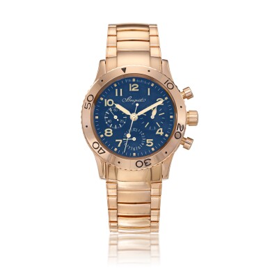 View full screen - View 1 of Lot 79. Reference 3800 Type XX Aéronavale, A pink gold automatic flyback chronograph wristwatch with bracelet, Circa 2000 寶璣 3800型號 Type XX Aéronavale 粉紅金自動上鏈飛返計時鍊帶腕錶,約2000年製.