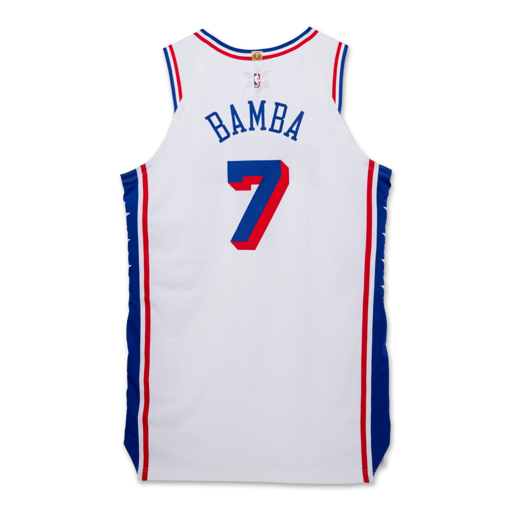 View full screen - View 1 of Lot 118. Mo Bamba ‘Christmas Day’ Philadelphia 76ers 2023-2024 Game Worn Association Edition Jersey.