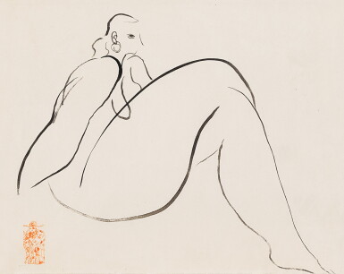 View full screen - View 1 of Lot 116. Sanyu 常玉 | Nu à la boucle d'oreille 戴耳環的裸女.