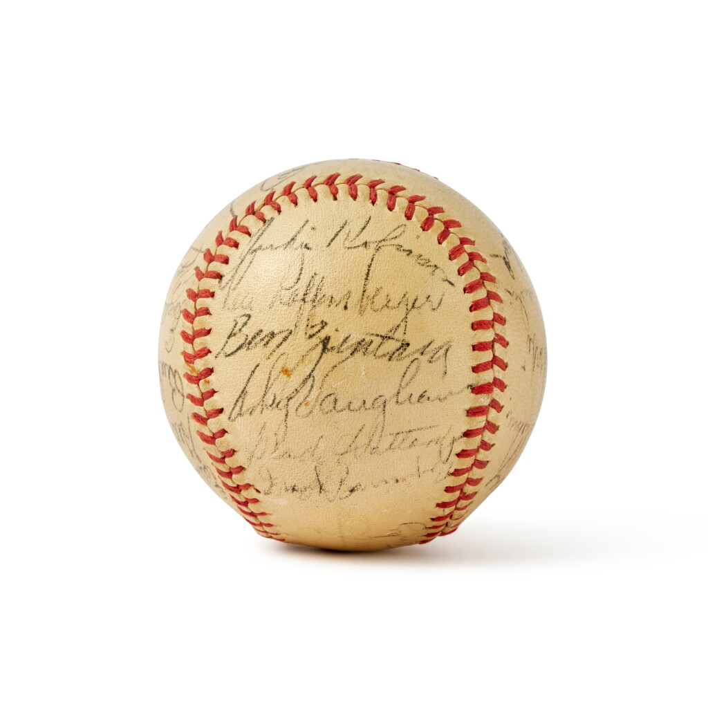 View full screen - View 1 of Lot 12. Jackie Robinson & Babe Ruth Signed Baseball, with Additional Signatures.