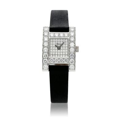 View full screen - View 1 of Lot 174. Reference 493 1, A white gold and diamond-set rectangular wristwatch, Circa 2007.