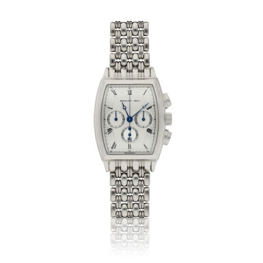 View full screen - View 1 of Lot 20. BREGUET | REF 5460, A WHITE GOLD TONNEAU FORM AUTOMATIC CHRONOGRAPH WRISTWATCH WITH DATE REGISTERS AND BRACELET CIRCA 2010.
